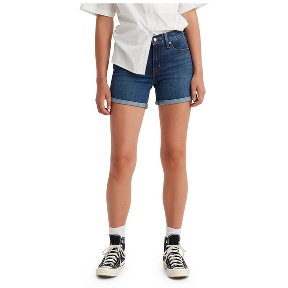 Women's Levi's® Mid-Length Jean Shorts Dark Wash Size 32 NWT - Picture 8 of 9